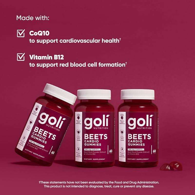 Goli Beets Cardio Gummies with CoQ10 and Vitamin B12 - Beetroot Extract - Cardiovascular Wellness - Vegan, Non-GMO, Gluten-Free - Image 5