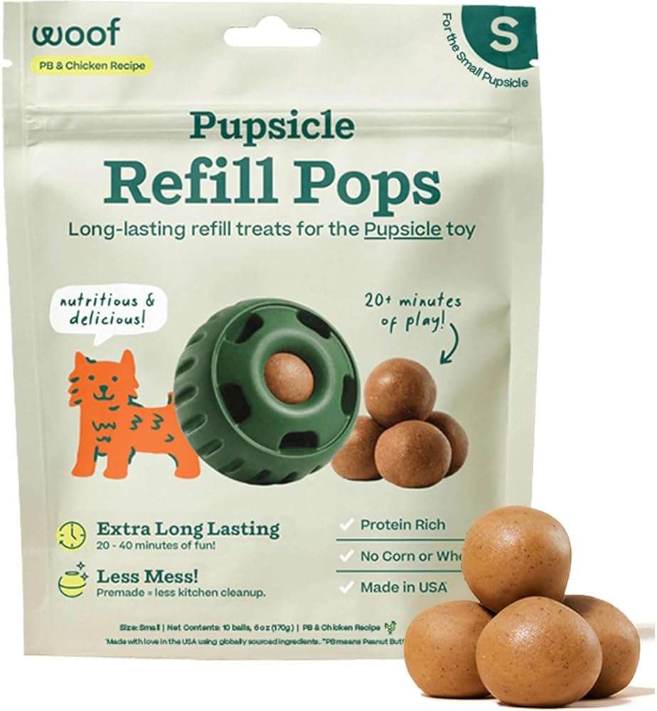 WOOF Pupsicle Refill Pops, Delicious Long Lasting Dog Treats, Pre-Made Pupsicle Refills for Dogs, Wholesome Ingredients, Low-Mess Chicken Pet Treats - Small Pops - 10 Count - Image 1