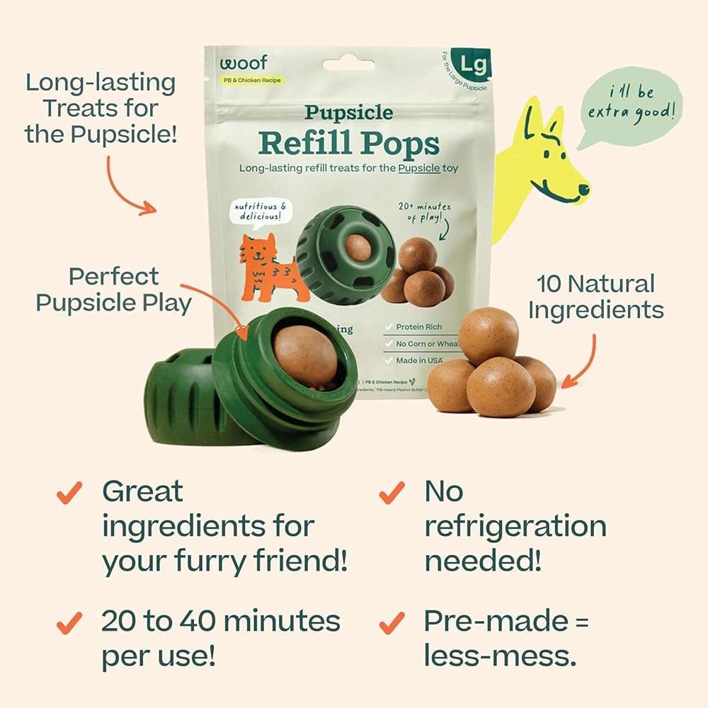 WOOF Pupsicle Refill Pops, Delicious Long Lasting Dog Treats, Pre-Made Pupsicle Refills for Dogs, Wholesome Ingredients, Low-Mess Chicken Pet Treats - Small Pops - 10 Count - Image 6
