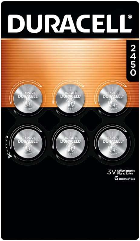 Duracell CR2450 Lithium Battery, 6 Count (Pack of 1), Coin Battery for Key Fob, Car Remote, Watch, and Other Devices, CR2450 Lithium 3 Volt (3V) Cell - Image 1