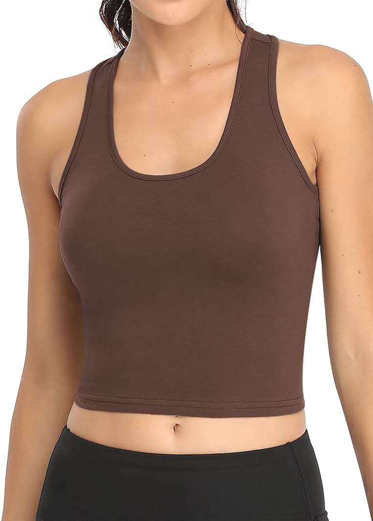 Porvike Sports Crop Tank Tops for Women Cropped Workout Tops Racerback Running Yoga Tanks Cotton Sleeveless Gym Shirts 3 Pack - Image 2