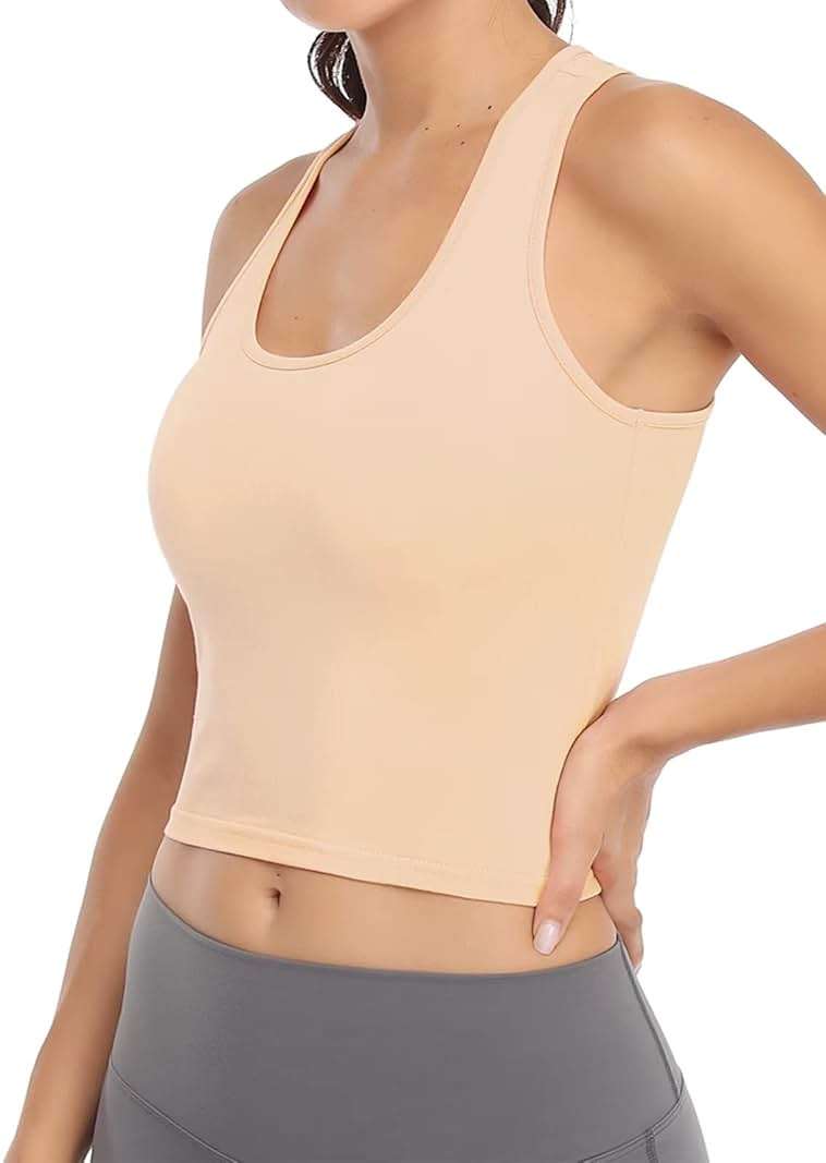 Porvike Sports Crop Tank Tops for Women Cropped Workout Tops Racerback Running Yoga Tanks Cotton Sleeveless Gym Shirts 3 Pack - Image 3