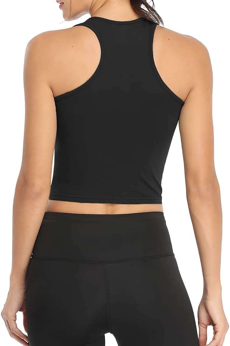 Porvike Sports Crop Tank Tops for Women Cropped Workout Tops Racerback Running Yoga Tanks Cotton Sleeveless Gym Shirts 3 Pack - Image 4