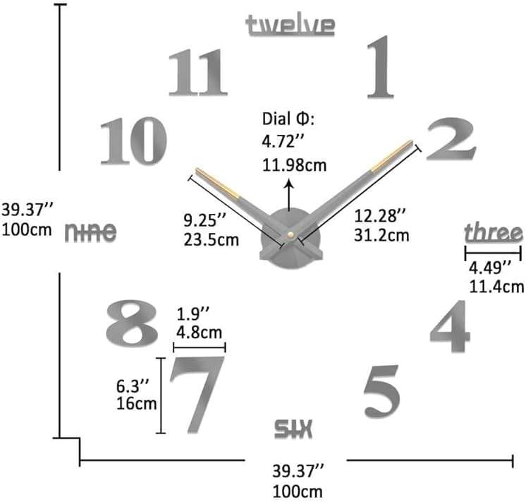 VANGOLD Frameless DIY Wall Clock 3D Mirror Wall Clock Large Mute Wall Stickers for Living Room Bedroom Home Decorations - Image 4