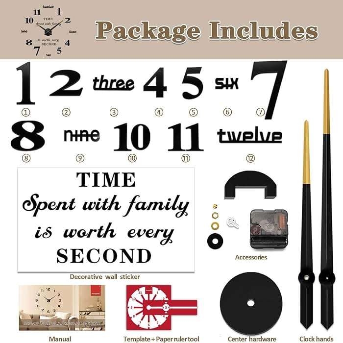 VANGOLD Frameless DIY Wall Clock 3D Mirror Wall Clock Large Mute Wall Stickers for Living Room Bedroom Home Decorations - Image 7