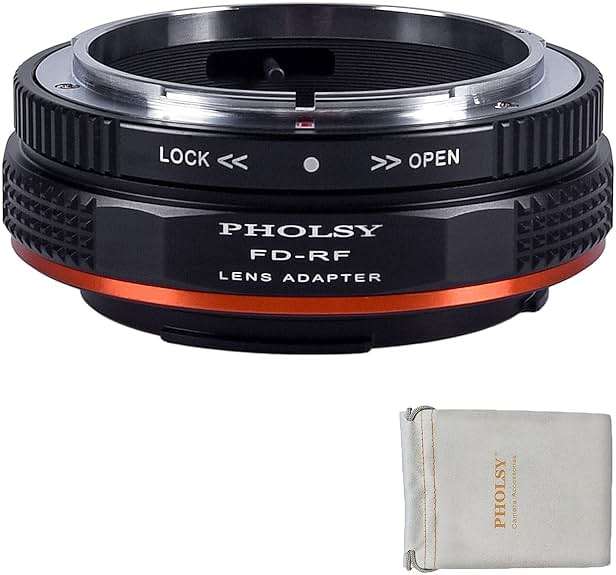 PHOLSY Lens Mount Adapter with Aperture Lever Compatible with Canon FD FL Lens to Canon EOS RF Mount Camera Body for EOS R8, R50, R6 Mark II, R7, R10, R3, R5, EOS R5C, EOS R6, EOS R, EOS RP - Image 1