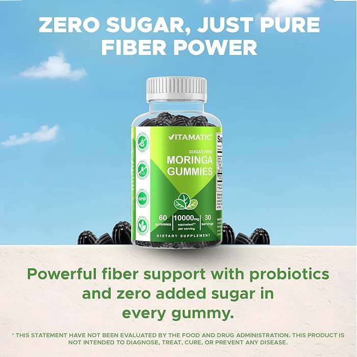 Vitamatic Moringa Gummies – Sugar-Free Botanical Extract – Green Superfood Supplement – Vegan, Pectin-Based, Non-GMO – Plant-Based Gummies – 60 Count - Image 6