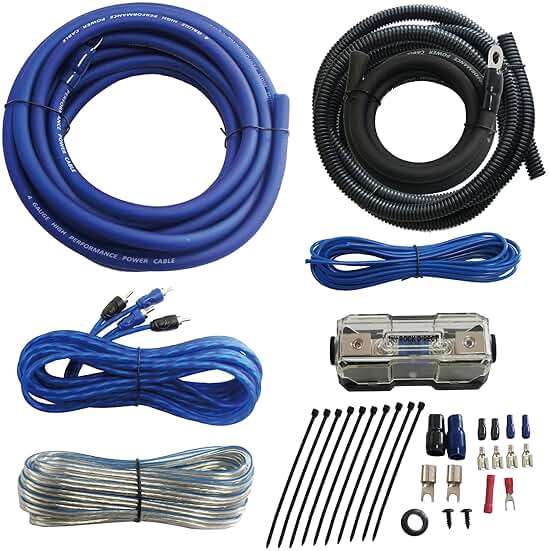 RonDexy Rock Direct True 4 Gauge Car Audio Cable Amp Wiring Kit 2 Channel CCA Power Cable Amplifier Install Wiring Kit - Image 1