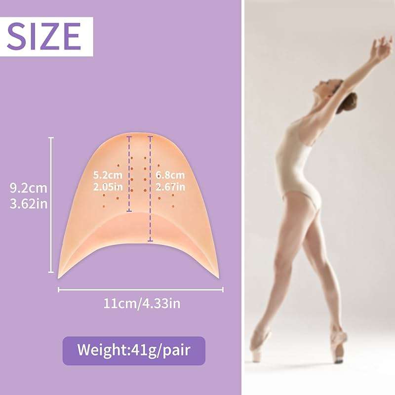 JEVRKAPZ Silicone Gel Toe Sleeves Soft Ball of Foot Metatarsal Ballet Pointe Toe Cap with Hole Toe Protection Toe Topper Cover Protectors Pouch for Ballet Dance Shoes - Image 2