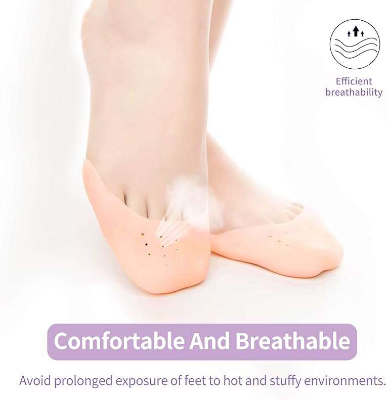 JEVRKAPZ Silicone Gel Toe Sleeves Soft Ball of Foot Metatarsal Ballet Pointe Toe Cap with Hole Toe Protection Toe Topper Cover Protectors Pouch for Ballet Dance Shoes - Image 4