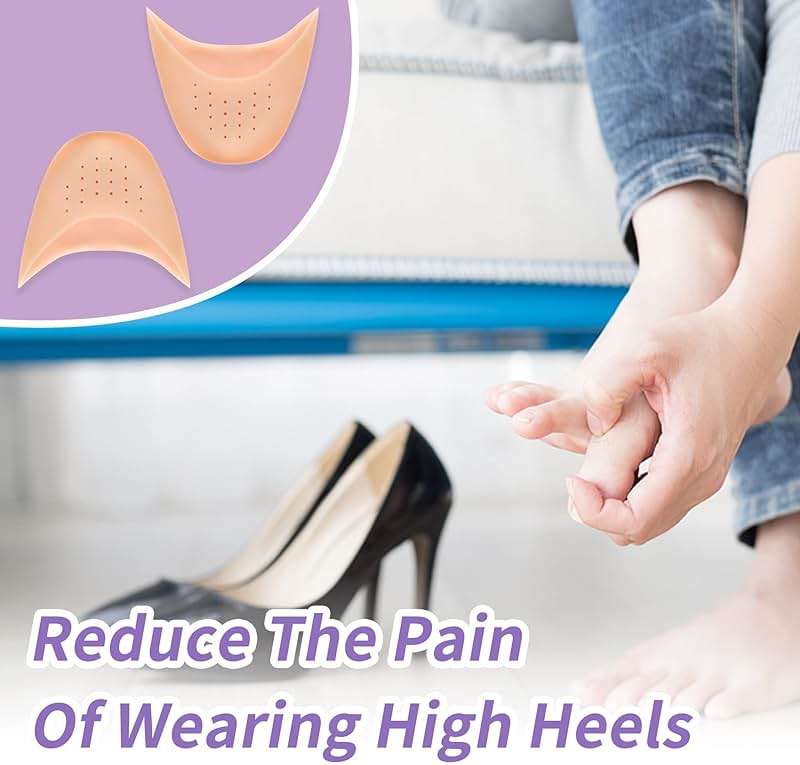 JEVRKAPZ Silicone Gel Toe Sleeves Soft Ball of Foot Metatarsal Ballet Pointe Toe Cap with Hole Toe Protection Toe Topper Cover Protectors Pouch for Ballet Dance Shoes - Image 5