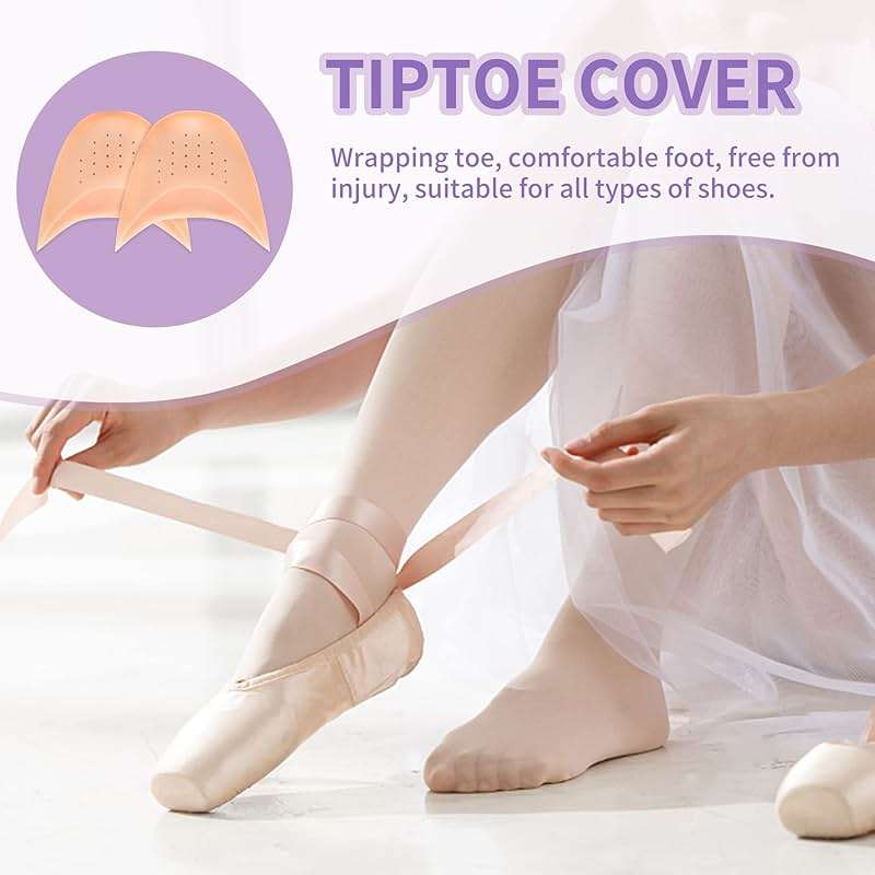 JEVRKAPZ Silicone Gel Toe Sleeves Soft Ball of Foot Metatarsal Ballet Pointe Toe Cap with Hole Toe Protection Toe Topper Cover Protectors Pouch for Ballet Dance Shoes - Image 7