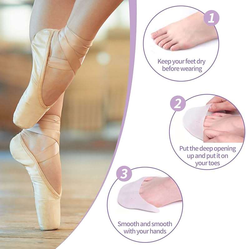 JEVRKAPZ Silicone Gel Toe Sleeves Soft Ball of Foot Metatarsal Ballet Pointe Toe Cap with Hole Toe Protection Toe Topper Cover Protectors Pouch for Ballet Dance Shoes - Image 9