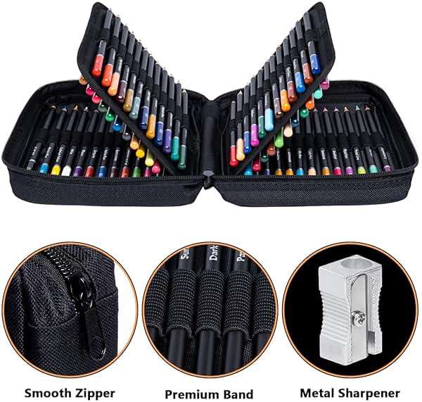 Drawdart 75 PCS Colored Pencils for Adult Coloring Books, 72 Colored Pencils with Zipper Case, Sharpener, Soft Core Oil-Based Coloring Pencils for Artists Drawing Sketching Blending Shading - Image 3