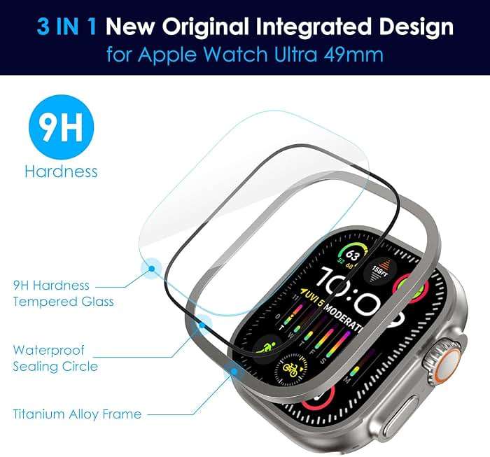 WINGLE 2 Pack for Apple Watch Ultra 3/Ultra 2/Ultra Screen Protector 49mm,9H Tempered Glass + Titanium Alloy Frame [Keep Original] Waterproof Protective HD Glass Film for iWatch Ultra 3/2/1, Titanium - Image 3