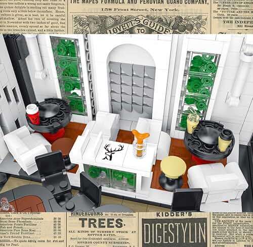 General Jim's Deers Bubble Tea Café with LED Light Kit Street View Modular City Building Block Bricks Great Gift for Teen and Adults - Image 6