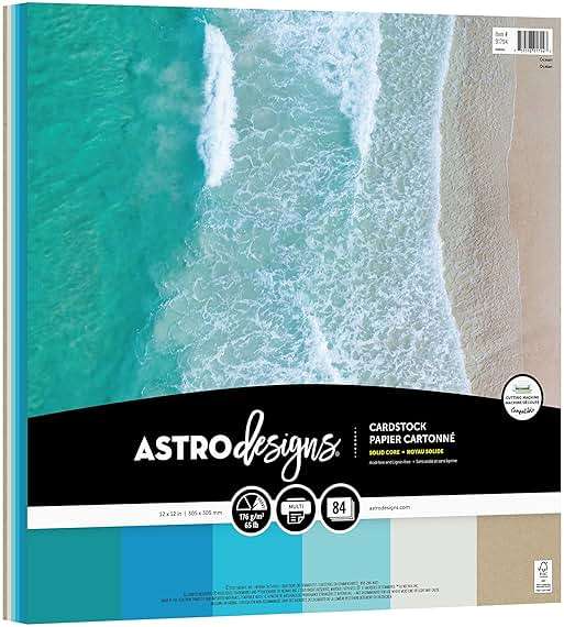 Astrodesigns Crafting Cardstock, 12" x 12", 65 lb./176 gsm, 6-Color Ocean Assortment, 84 Sheets (91794) - Image 2