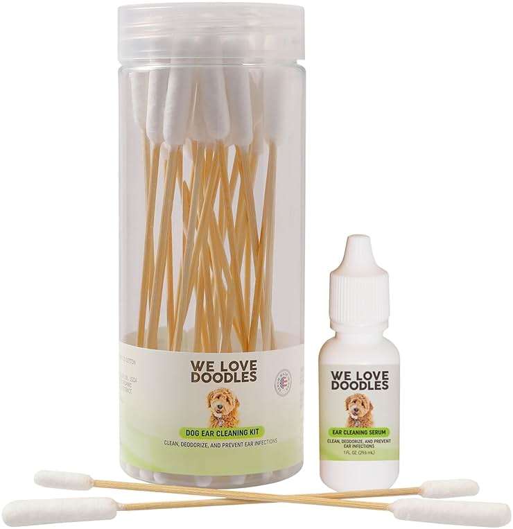 We Love Doodles Dog Ear Cleaning Solution Kit | Prevent Infections | Natural | Made in USA | Ear Drops for Dogs | Itching, Deordoring, Yeast & Mites Infection (Serum + 25 Swabs) - Image 1