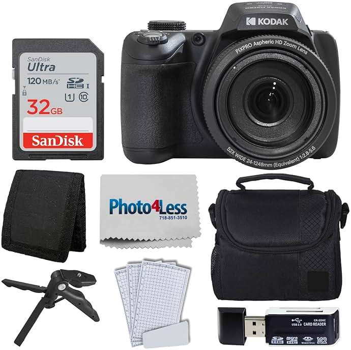Kodak PIXPRO AZ528 Digital Camera (Black) Bundle with 32GB Memory Card + Camera Case + Memory Card Wallet + Screen Protectors + Accessories - Image 1