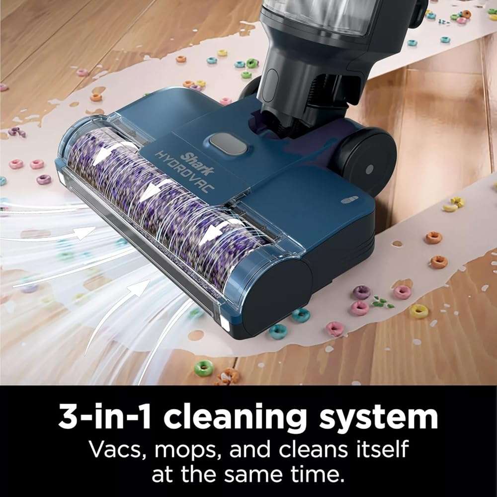 SHARK WD101 HydroVac XL 3-in-1 Vacuum, Mop & Self-Cleaning System for Multi-Surface Cleaning, Perfect Hardwood, Tile, Marble, Area Rug More, Corded, Navy (Renewed) - Image 2