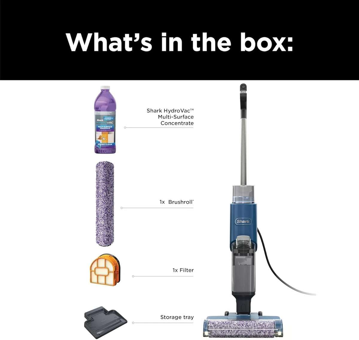 SHARK WD101 HydroVac XL 3-in-1 Vacuum, Mop & Self-Cleaning System for Multi-Surface Cleaning, Perfect Hardwood, Tile, Marble, Area Rug More, Corded, Navy (Renewed) - Image 9