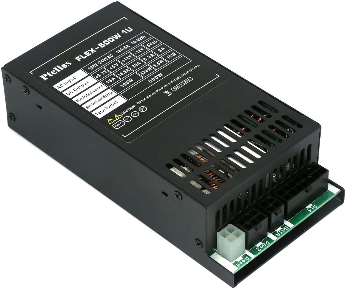 Ptcliss 500W Full Modular 1U Flex ATX Power Supply 80 Plus Bronze Efficiency, Flex-500W - Image 1
