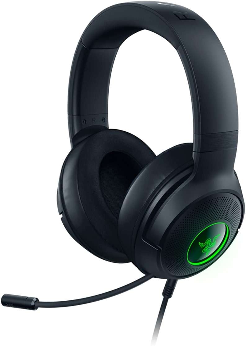 Razer Kraken V3 X Wired USB Gaming Headset: Lightweight Build - Triforce 40mm Drivers - HyperClear Cardioid Mic - 7.1 Surround Sound - Chroma RGB Lighting - Black (Renewed) - Image 1