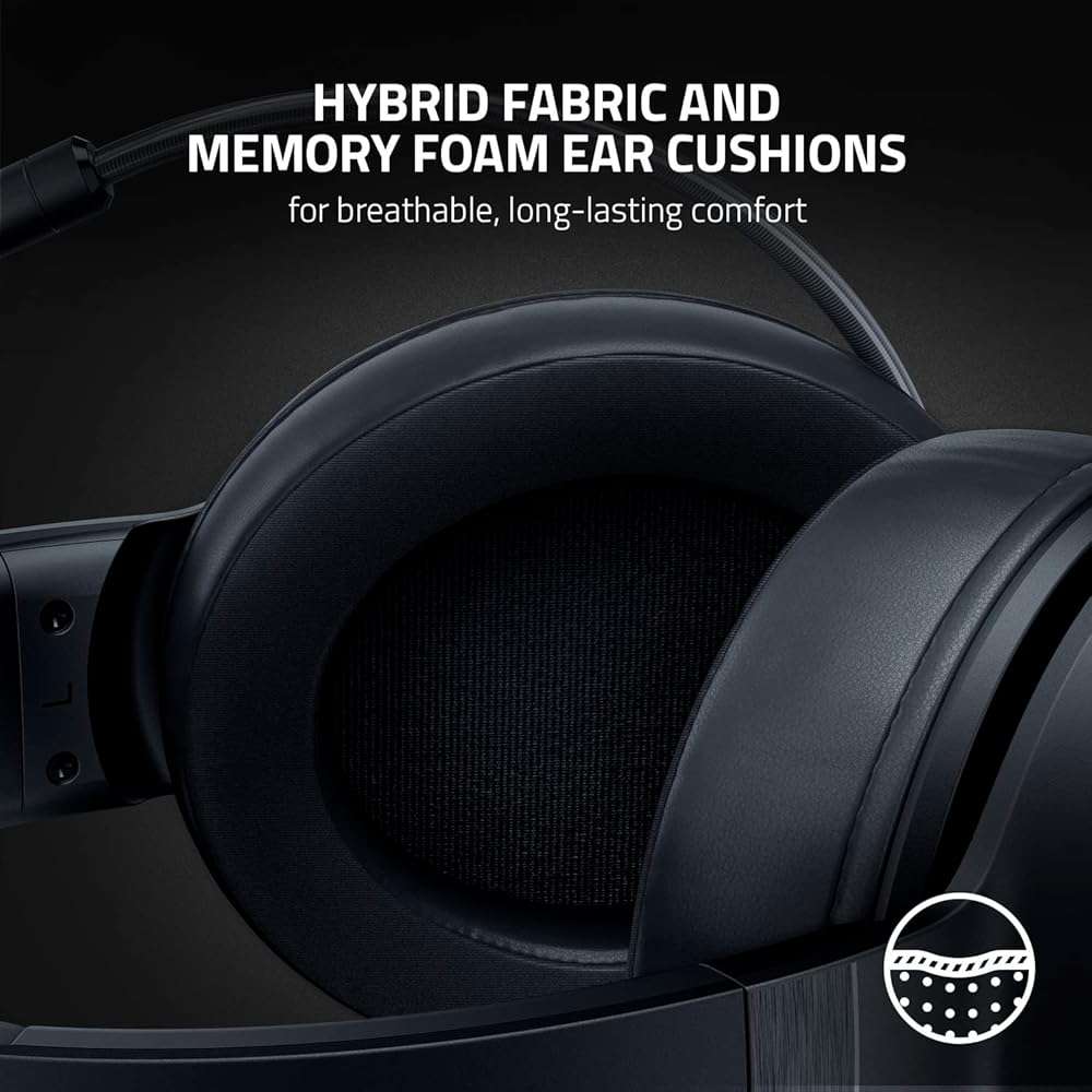 Razer Kraken V3 X Wired USB Gaming Headset: Lightweight Build - Triforce 40mm Drivers - HyperClear Cardioid Mic - 7.1 Surround Sound - Chroma RGB Lighting - Black (Renewed) - Image 5