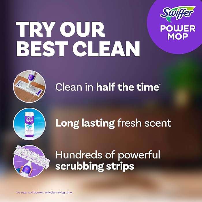 Swiffer PowerMop Mopping Kit for Floor Cleaning, Set Includes 1 Power Mop, 2 Replacement Pads, 1 Liquid Solution Refill, 2 Batteries, No Bucket Needed Electric Spray Cleaner, Multi-Surface and Wood - Image 2