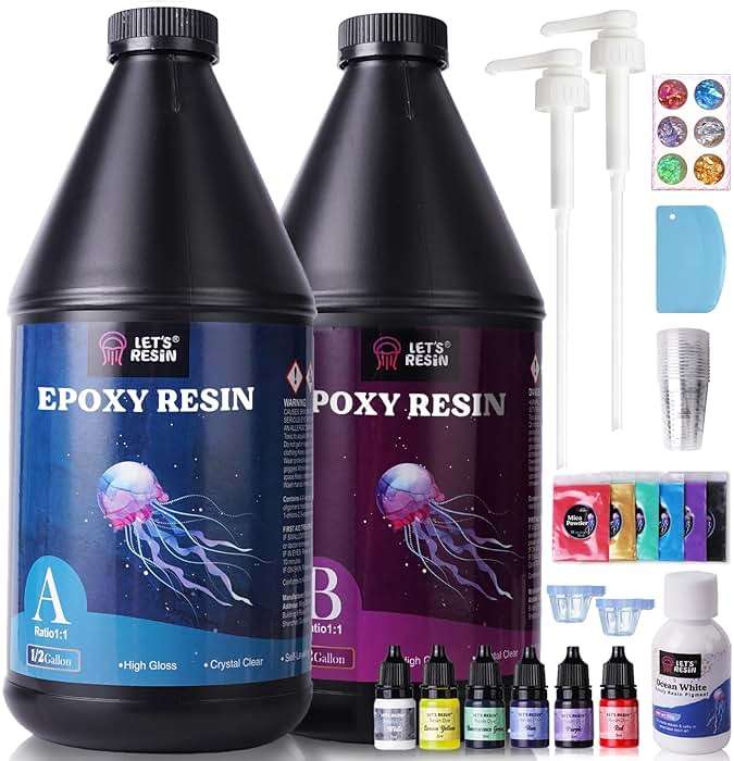 LET'S RESIN 1 Gallon Epoxy Resin Kit with Color Pigment, Crystal Clear & No Bubble Epoxy Kit, Not Yellowing & Low Odor Casting Resin for Art, Craft, Jewelry, River Table - Image 1