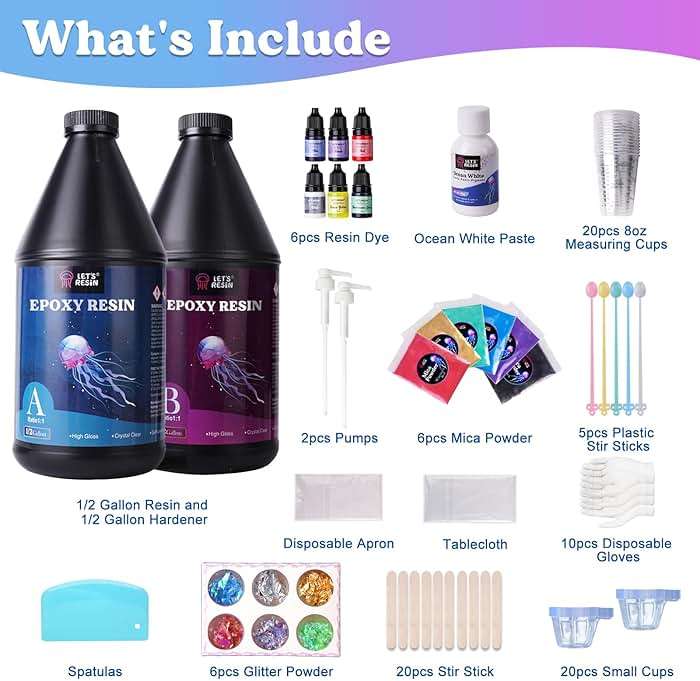 LET'S RESIN 1 Gallon Epoxy Resin Kit with Color Pigment, Crystal Clear & No Bubble Epoxy Kit, Not Yellowing & Low Odor Casting Resin for Art, Craft, Jewelry, River Table - Image 8