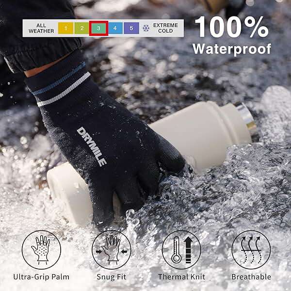 DRYMILE HYLA Waterproof Dexterity Gloves – All-Weather Wool Blend Gloves for Men & Women – Touchscreen & Non-Slip Grip – Hiking, Cycling, Fishing, Hunting & Work. - Image 2