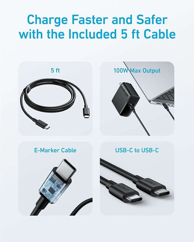 Anker Laptop Charger, Compact and Foldable 100W USB C Charger for MacBook Air, Samsung Galaxy, iPhone 17/16 Series, iPad Pro, and More(5FT USB C Cable Included) - Image 6