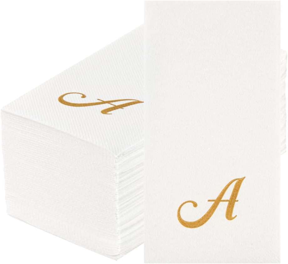 Restaurantware Linen-Feel Napkins 50 Count 15.75 x 7.87 Inches Paper Disposable Dinner Napkins Elegant Airlaid Design Gold - Image 2