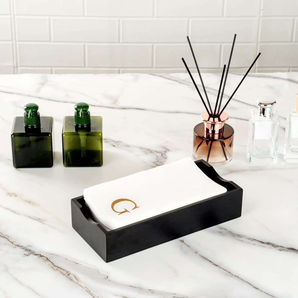 Luxenap 15.8 X 7.9 Inch Linen-Feel Guest Towels, 50 Lettered Hand Towels - Gold Letter 'G', Sans Serif Font, White Paper Dinner Napkins, airlaid, For Restrooms And Tables - Restaurantware - Image 8
