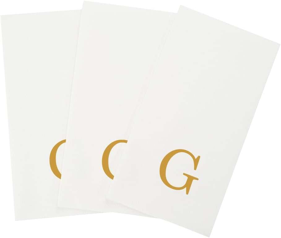 Luxenap 15.8 X 7.9 Inch Linen-Feel Guest Towels, 50 Lettered Hand Towels - Gold Letter 'G', Sans Serif Font, White Paper Dinner Napkins, airlaid, For Restrooms And Tables - Restaurantware - Image 10