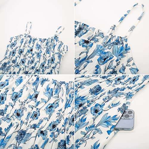 GRACE KARIN Summer Dresses for Women 2026 Vacation,Smocked Floral Maxi Dress,Boho Beach Sundress with Pocket Fashion Clothing - Image 7
