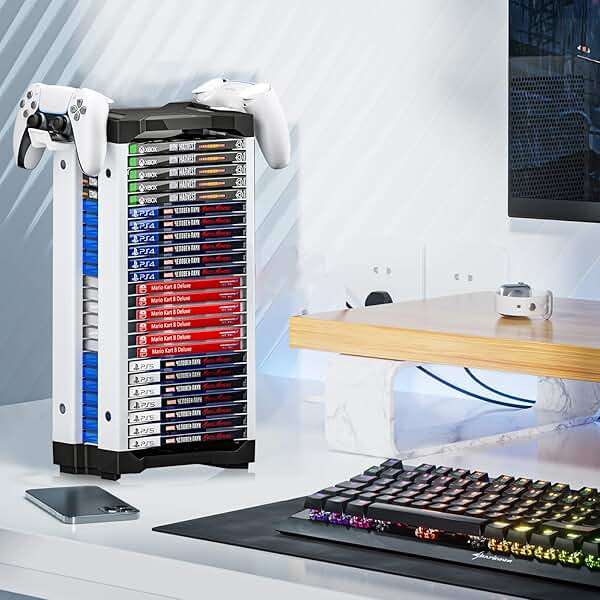 Nargos Video Game Storage Tower Universal for PS5/PS4/PS3/PS2/Xbox One/Xbox 360 And Xbox Series X/S/Wii/Switch/Switch 2 Game Cases, DVD And Blu-Ray Disks, Organizer Para Juegos, Regalo Gamer (23 Pcs) - Image 2