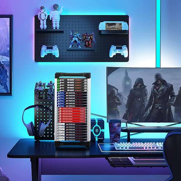 Nargos Video Game Storage Tower Universal for PS5/PS4/PS3/PS2/Xbox One/Xbox 360 And Xbox Series X/S/Wii/Switch/Switch 2 Game Cases, DVD And Blu-Ray Disks, Organizer Para Juegos, Regalo Gamer (23 Pcs) - Image 6