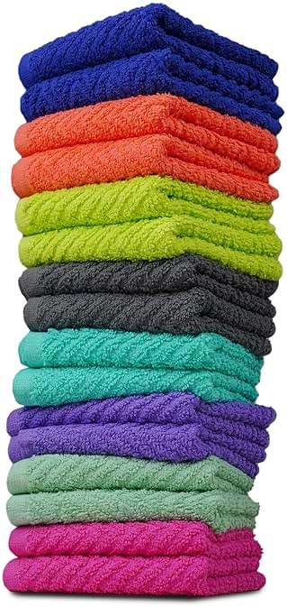 ZUPERIA Zigzag Multicolor Wash Cloths -16 Pack -12" x 12"- Highly Absorbent Soft Washcloths for Face, Gym Towels, Hotel Spa Quality, Reusable & Multipurpose Wash Cloth Towels - Image 1