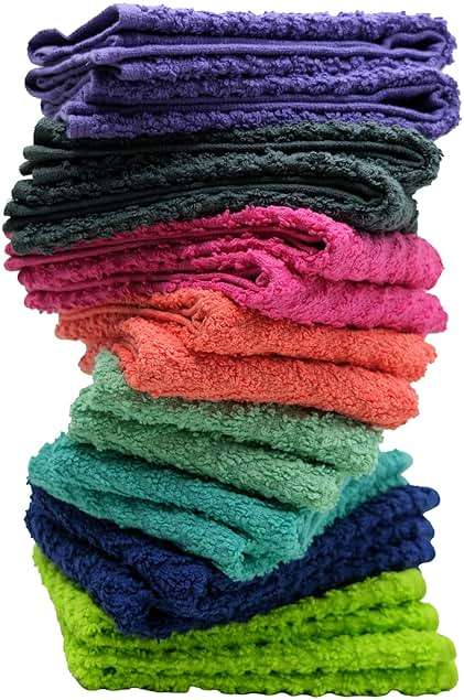 ZUPERIA Zigzag Multicolor Wash Cloths -16 Pack -12" x 12"- Highly Absorbent Soft Washcloths for Face, Gym Towels, Hotel Spa Quality, Reusable & Multipurpose Wash Cloth Towels - Image 4