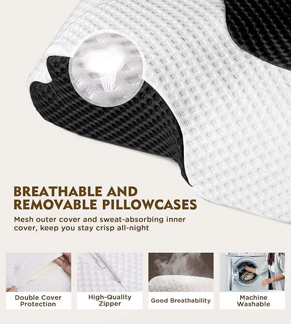 Osteo Cervical Pillow for Neck Pain Relief, Hollow Design Odorless Memory Foam Pillows with Cooling Case, Adjustable Orthopedic Bed Pillow for Sleeping, Support for Side Back Sleepers - Image 6