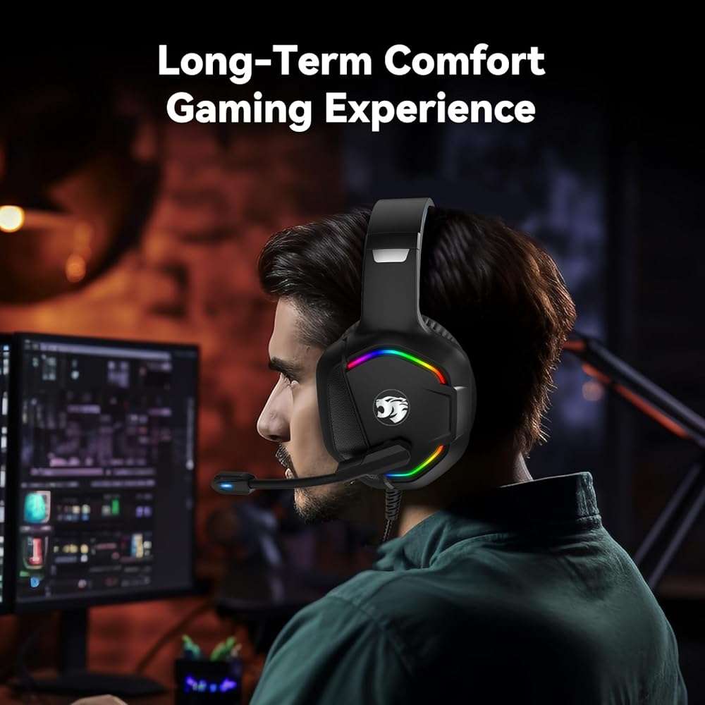 Gaming Headset with Microphone for Pc, Xbox One Series X/s, Ps4, Ps5, Switch, Stereo Wired Noise Cancelling Over-Ear Headphones with Mic, RGB, for Computer, Laptop, Mac, Nintendo (Blue) - Image 4