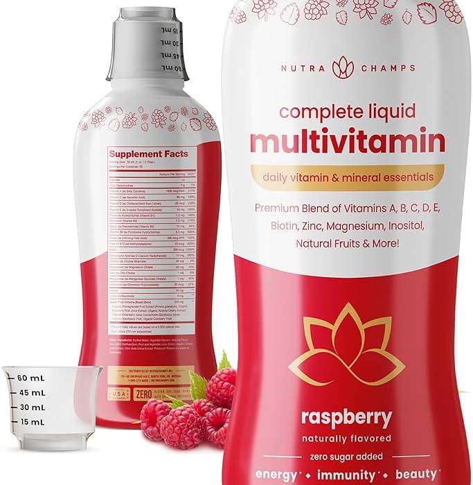 NutraChamps Complete Liquid Multivitamins | No Added Sugar | Vitamins for Women, Men & Kids | Vegan Liquid Vitamin Multimineral Supplement | Energy, Immunity & Beauty - Image 3