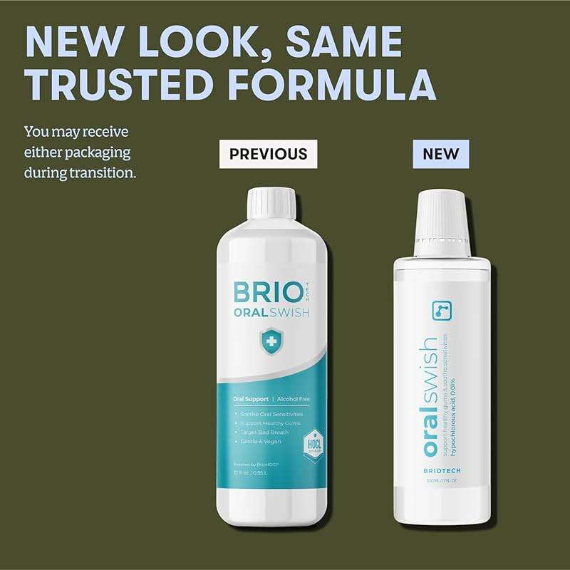 BRIOTECH Oral Swish, Hypochlorous Acid Mouthwash Rinse, Gentle Oral Care Hygiene, Fight Bad Breath, Support Against Plaque, Gum Irritation & Tender Gums, Alcohol & Fluoride Free, 17 fl oz (2 Pack) - Image 4