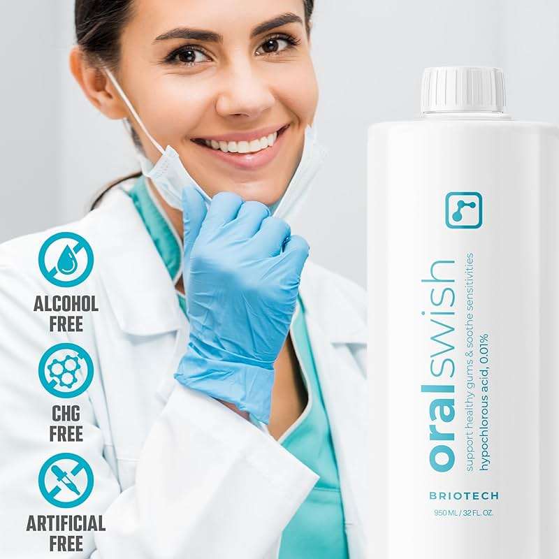 BRIOTECH Oral Swish, Hypochlorous Acid Mouthwash Rinse, Gentle Oral Care Hygiene, Fight Bad Breath, Support Against Plaque, Gum Irritation & Tender Gums, Alcohol & Fluoride Free, 17 fl oz (2 Pack) - Image 6