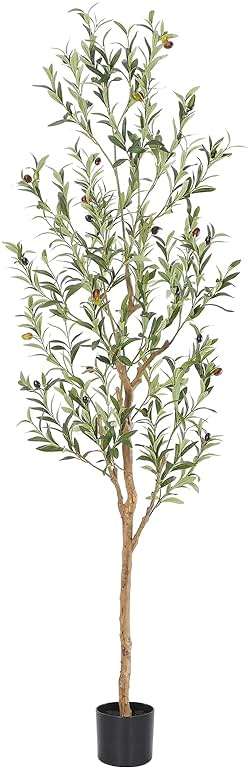 Bellacat Faux Olive Tree 6ft，Olive Trees Artificial Indoor with Natural Wood Trunk and Realistic Leaves and Fruits. 6 Feet(72in) Fake Olive Tree for Home House Office Décor. - Image 1