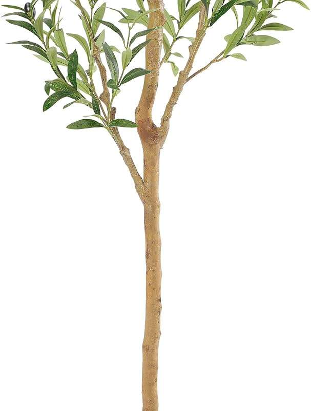 Bellacat Faux Olive Tree 6ft，Olive Trees Artificial Indoor with Natural Wood Trunk and Realistic Leaves and Fruits. 6 Feet(72in) Fake Olive Tree for Home House Office Décor. - Image 3