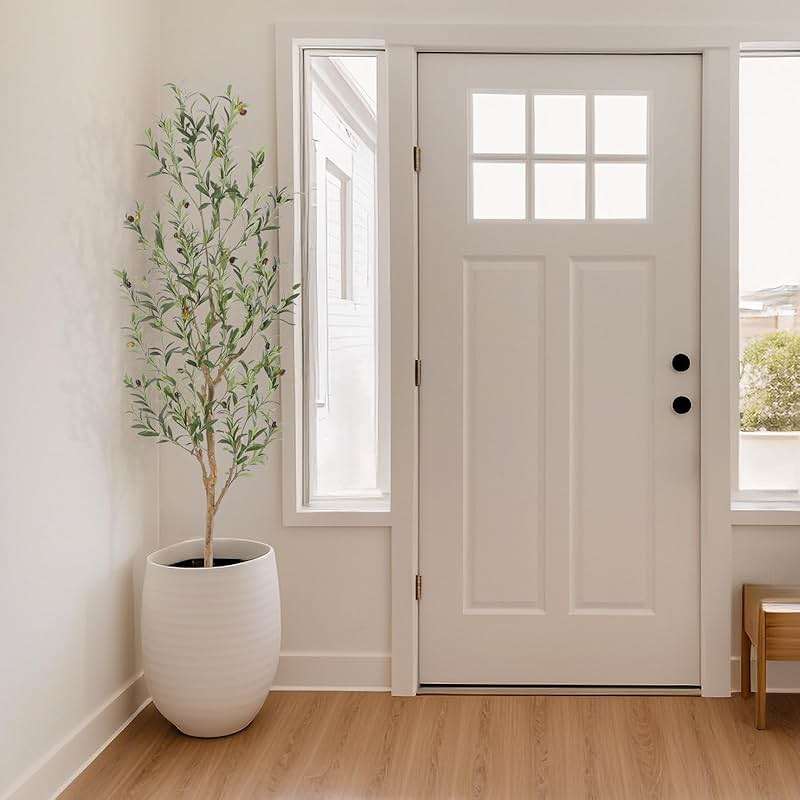 Bellacat Faux Olive Tree 6ft，Olive Trees Artificial Indoor with Natural Wood Trunk and Realistic Leaves and Fruits. 6 Feet(72in) Fake Olive Tree for Home House Office Décor. - Image 5