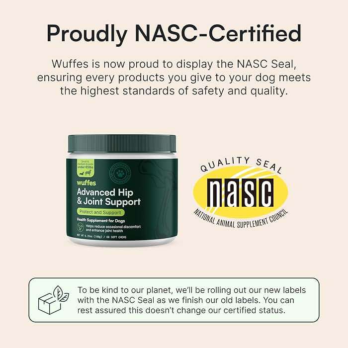 Wuffes Advanced Dog Hip and Joint Supplement with Glucosamine, Chondroitin, Omega 3, MSM, and Green Lipped Mussel, 60 Pork Flavored Chews for Small and Medium Dog Breeds - Image 2